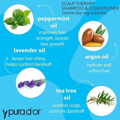 PURA D'OR Scalp Therapy Shampoo &amp; Conditioner Set (16oz x 2) Dry, Itchy Scalp-Hydrates &amp; Nourishes Hair wTea Tree, Peppermint, Argan Oil &amp; Biotin, All Hair Type, 3 in 1, Men Women (Packaging Varies)