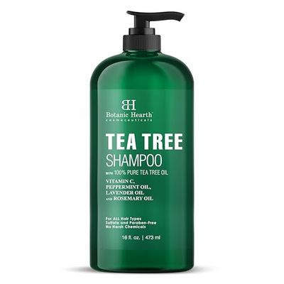 Botanic Hearth Tea Tree Shampoo, Vitamin C, Peppermint, Lavender and Rosemary Oil, Fights Dandruff and Dry Scalp, 16 fl oz
