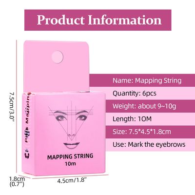 ATOMUS Eyebrow Mapping String 6pcs Pre-inked 10m(32ft) Microblading String for Brow Marking Measuring String for Eyebrow Makeup (Pink)