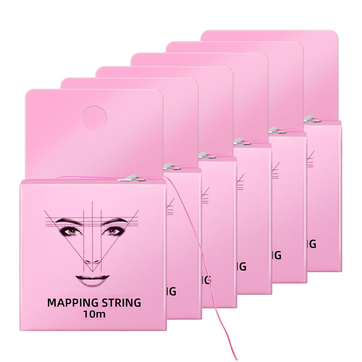 ATOMUS Eyebrow Mapping String 6pcs Pre-inked 10m(32ft) Microblading String for Brow Marking Measuring String for Eyebrow Makeup (Pink)