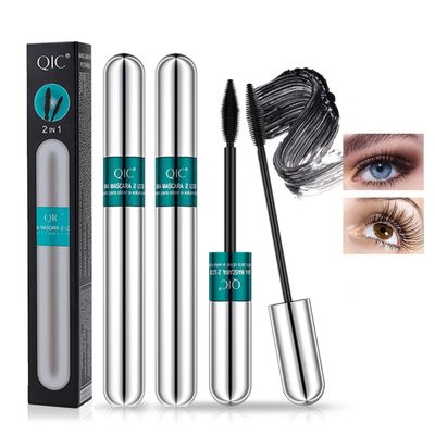 2 in 1 Double-effect 4D Curling Black Mascaras,Waterproof &amp; Smudge Proof Mascara Liquid Lash Extensions Stereo Lengthening Mascara For Women,Quick-Not Sticky Long Lasting Charming No Clumping(2Pcs) A