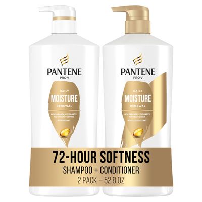 Pantene Shampoo &amp; Conditioner Set, Daily Moisture Renewal with Pro-V Nutrients for Dry, Color-Treated Hair, Long-Lasting Hydration &amp; Nourishment, 27.7 Fl Oz Each, 2-Pack  Miracle Rescue Shot (0.5 Oz)