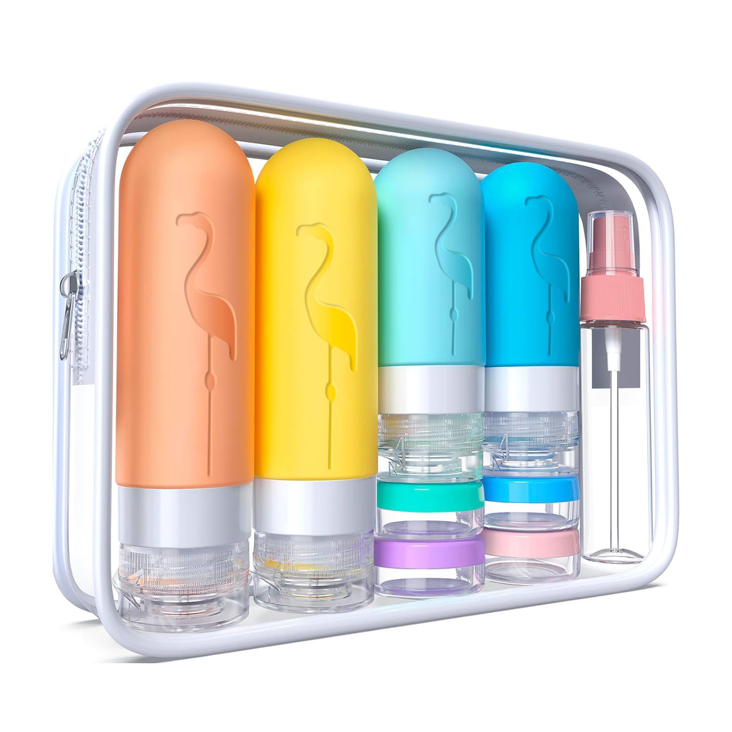 Vipop 20 Pack Travel Bottles for Toiletries, TSA Approved Silicone Travel size Containers, Leak Proof Refillable Liqus Shampoo &amp; Conditioner Travel Essentials Bottles with Clear Toiletry Bag