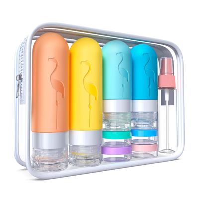 Vipop 20 Pack Travel Bottles for Toiletries, TSA Approved Silicone Travel size Containers, Leak Proof Refillable Liqus Shampoo &amp; Conditioner Travel Essentials Bottles with Clear Toiletry Bag