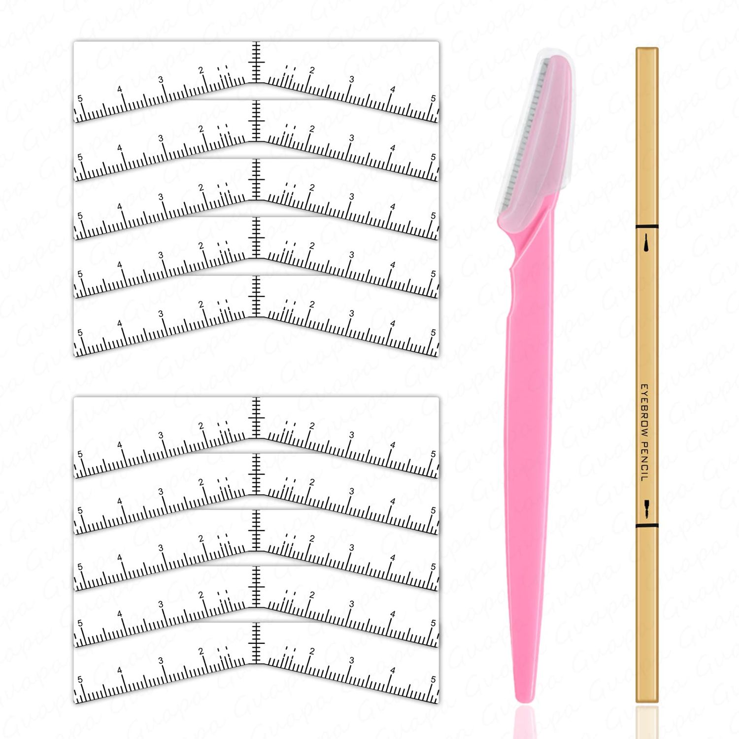 Guapa Eyebrow Ruler Stencils Easy Mapping Shaping Sticker Stencil Microblading Measure Tool Brow Shape Design Positioning Stickers for Permanent Makeup (White set 3)