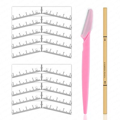 Guapa Eyebrow Ruler Stencils Easy Mapping Shaping Sticker Stencil Microblading Measure Tool Brow Shape Design Positioning Stickers for Permanent Makeup (White set 3)
