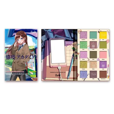 Manga Collection Pressed Pigments and Shadows Palette - Attitude Academia by Rude Cosmetics for Women - 0.77 oz Palette