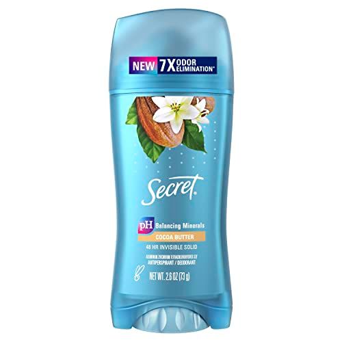 Secret Fresh Antiperspirant and Deodorant for Women, 48hr Freshness, Sweat &amp; Odor Protection, PH Balancing Minerals, Invisible Solid, Cocoa Butter Scent, 2.6 oz
