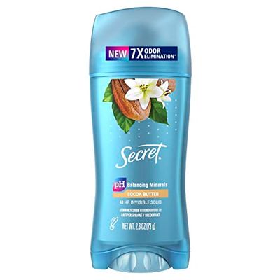 Secret Fresh Antiperspirant and Deodorant for Women, 48hr Freshness, Sweat &amp; Odor Protection, PH Balancing Minerals, Invisible Solid, Cocoa Butter Scent, 2.6 oz