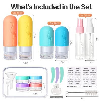 Vipop 20 Pack Travel Bottles for Toiletries, TSA Approved Silicone Travel size Containers, Leak Proof Refillable Liqus Shampoo &amp; Conditioner Travel Essentials Bottles with Clear Toiletry Bag
