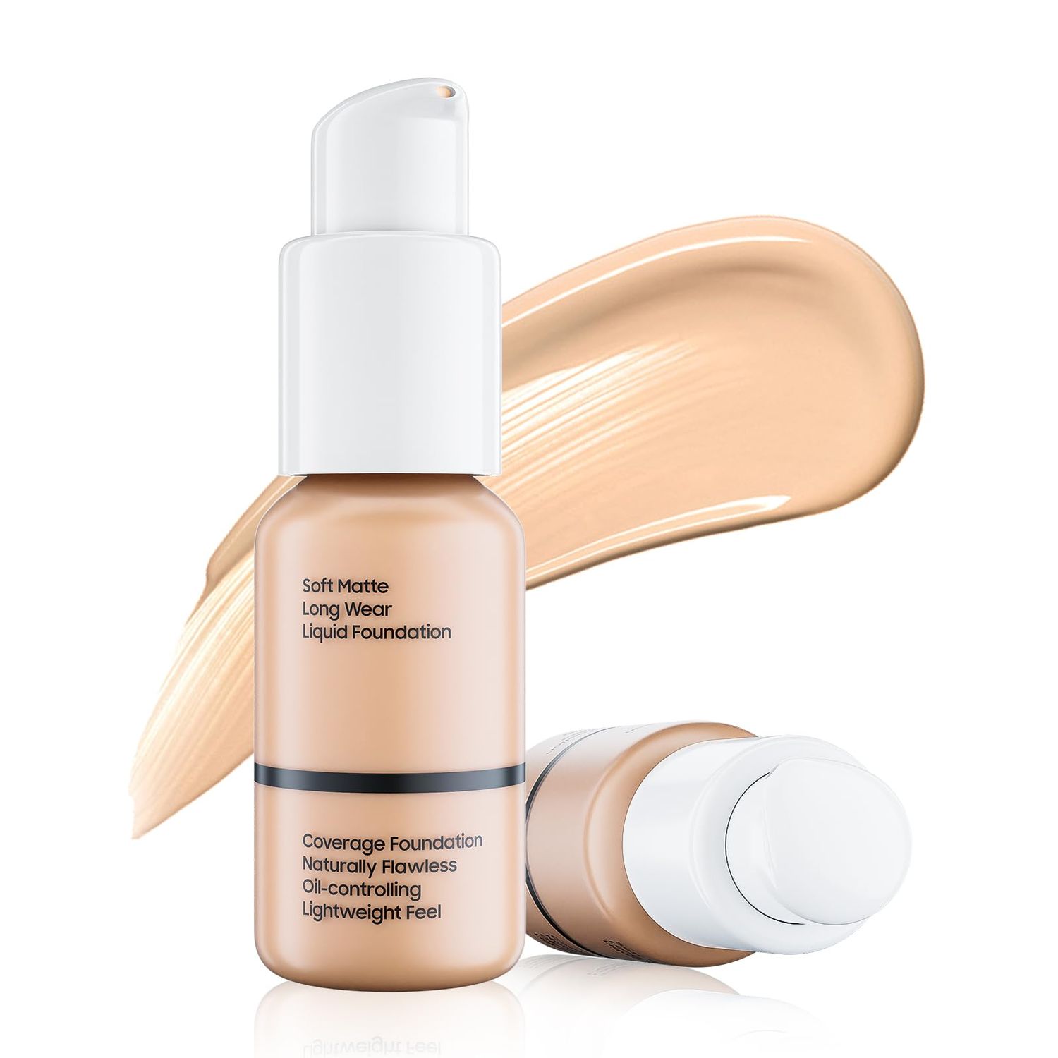 Matte Full Coverage Liquid Foundation - Lightweight &amp; Flawless Oil Control Foundation Makeup, Waterproof and Long-Lasting Skin Foundation Concealer for Dry and Oily Skin, 1 Fl Oz (#102 Nude)