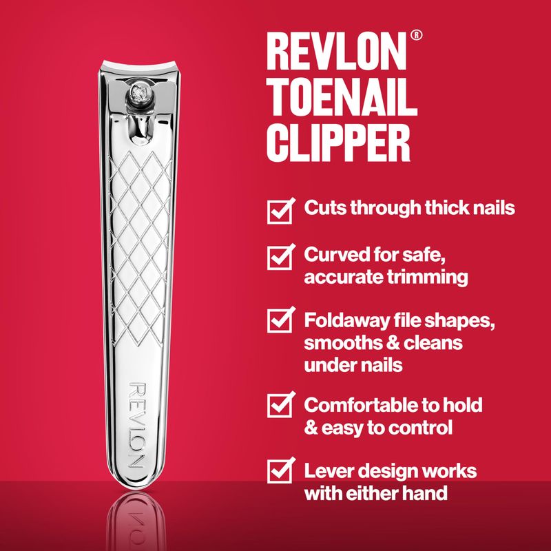Revlon Nail Clipper, Gifts for Men &amp; Women, Stocking Stuffers, Nail Care Tools, Curved Blade &amp; Foldaway Nail File for Trimming &amp; Grooming, Easy to Use (Pack of 1)