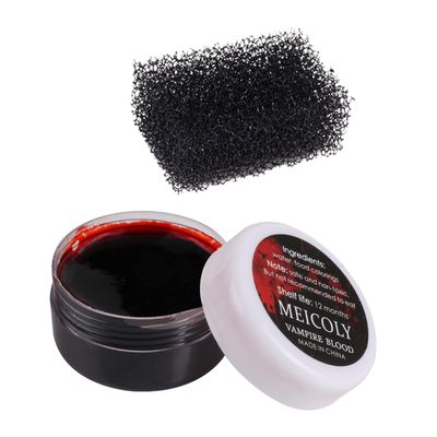 MEICOLY Quality Updated Halloween Coagulated Blood,30g1.06 oz Fake Blood Gel with Black Stipple Sponge,for SFX Wound,Cuts,Clown,Vampire Film Cosplay Makeup,Elevated Quality