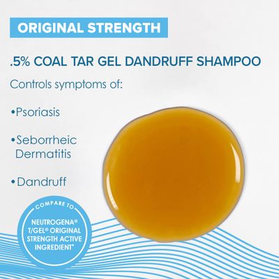 TrueReal Coal Tar Therapeutic Plus Tar Gel Anti-Dandruff Shampoo 0.5% Coal Tar, 16 Fl Oz, Original Strength