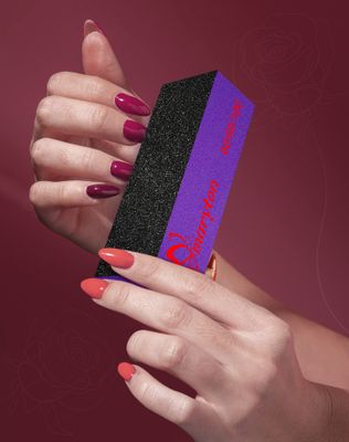 Maryton Nail Buffer Sanding Block Polisher Buffing File 60100 Grit for Acrylic Nail Art Kit Manicure Tools 10 PCS (Black Purple)