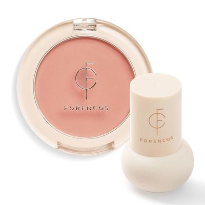Forencos Matte Blush Set (Puff Included), Long Lasting Korean Blush Power, Zero Sebum Shine, Flawless Finish, Easy Blending, Lightweight &amp; No Cakey Residue (FLOUR CORAL)