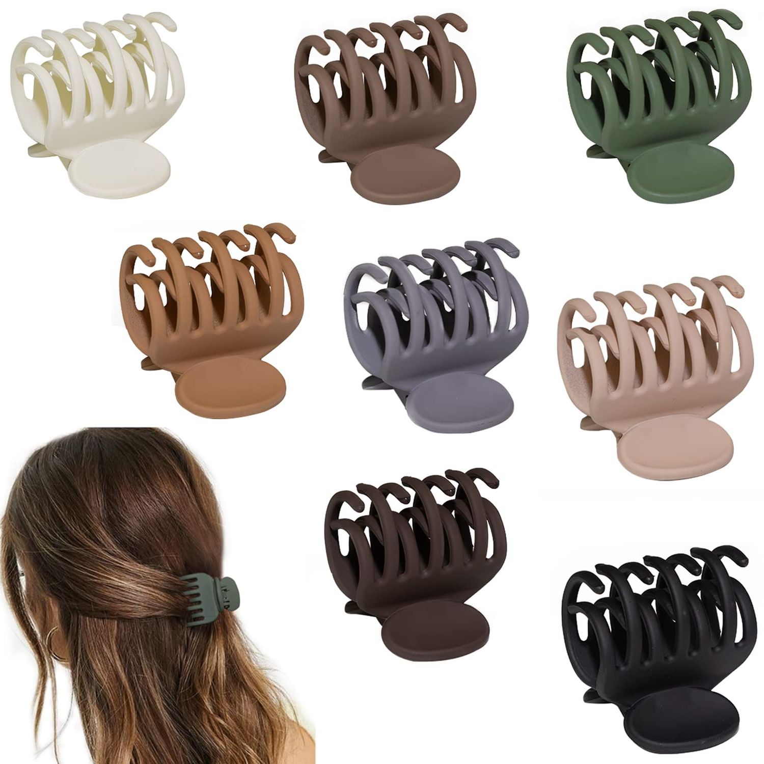 1.6&quot; Matte Medium Double Row Teeth Hair Clips for Women - Strong Hold Jaw Clamps for Thin, Fine &amp; Thick Hair