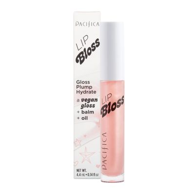 Pacifica Plumping Lip Gloss - Lip Bloss Tinted Lip Balm Treatment - Berry Flavored - Moisturizing, High-Shine, Long-Lasting Shine, Vegan &amp; Cruelty-Free, 0.14 Fl Oz, Light Pink