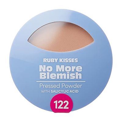 Ruby Kisses No More Blemish Face Powder with Salicylic Acid Korean Makeup Matte Finish Full Coverage Pressed Powder (Creamy Beige)