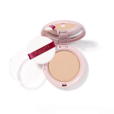 Wander Beauty Wanderlust Powder Foundation - Light - Blurs and Evens Skin Tone - Perfects and Hydrates With Hyaluronic Acid, Aloe, Honeysuckle, &amp; Vitamin E - Lightweight, Buildable Coverage - 0.31 oz