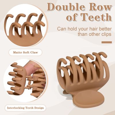 1.6" Matte Medium Double Row Teeth Hair Clips for Women - Strong Hold Jaw Clamps for Thin, Fine &amp; Thick Hair