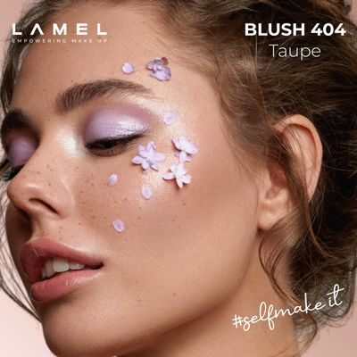 Lamel Blush Cheek Taupe Color Mini - Natural, Lightweight, Smooth, Blendable Powder - Shading &amp; Contouring - 4 Universal Shades Powder Blush - Cruelty Free -  404 (Taupe) - 3.8g  0.13