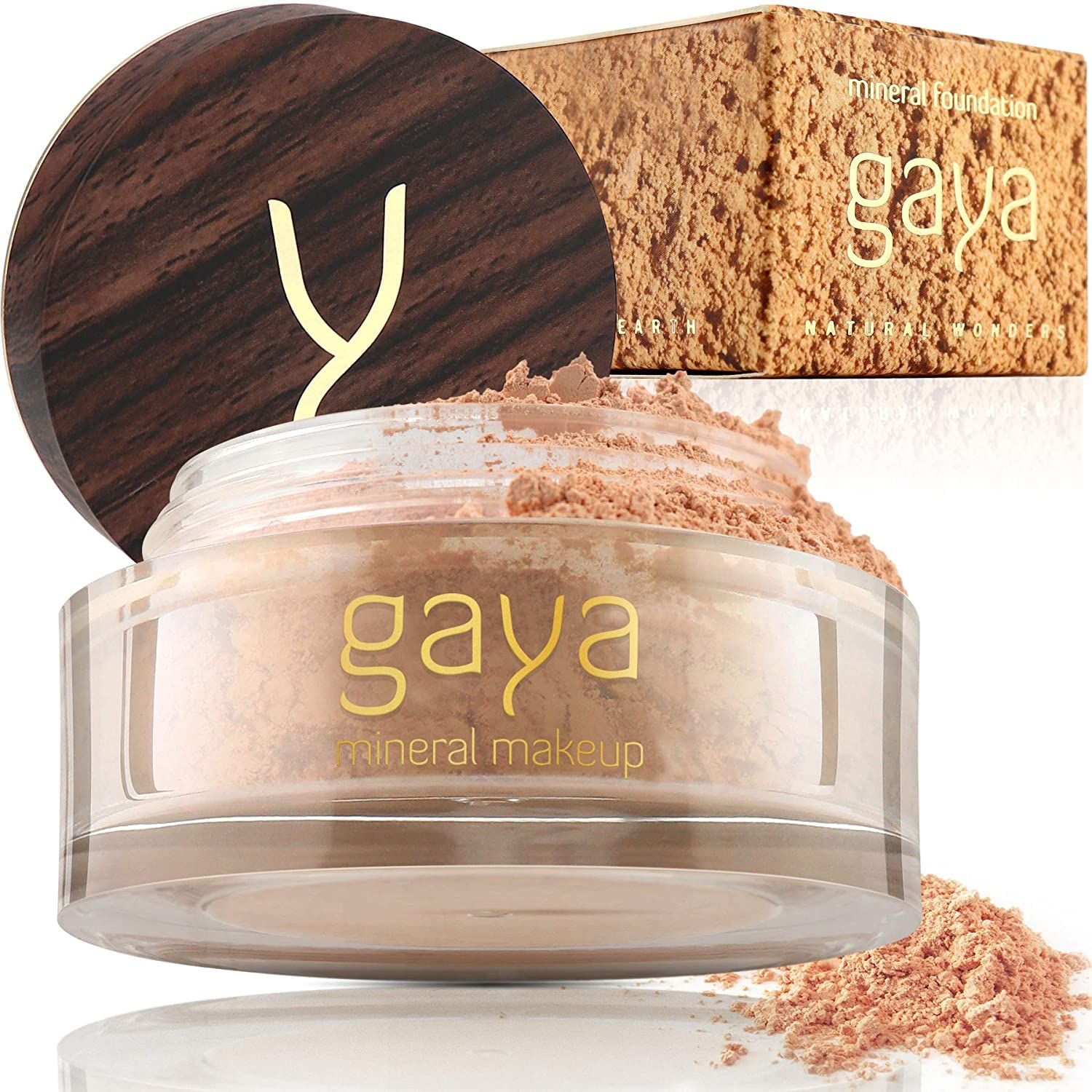 Vegan Mineral Powder Foundation Light to Full Coverage, Natural Foundation for Natural-Looking, Mica Mineral Foundation, Cruelty Free, No Chemicals by Gaya Cosmetics (MF1)