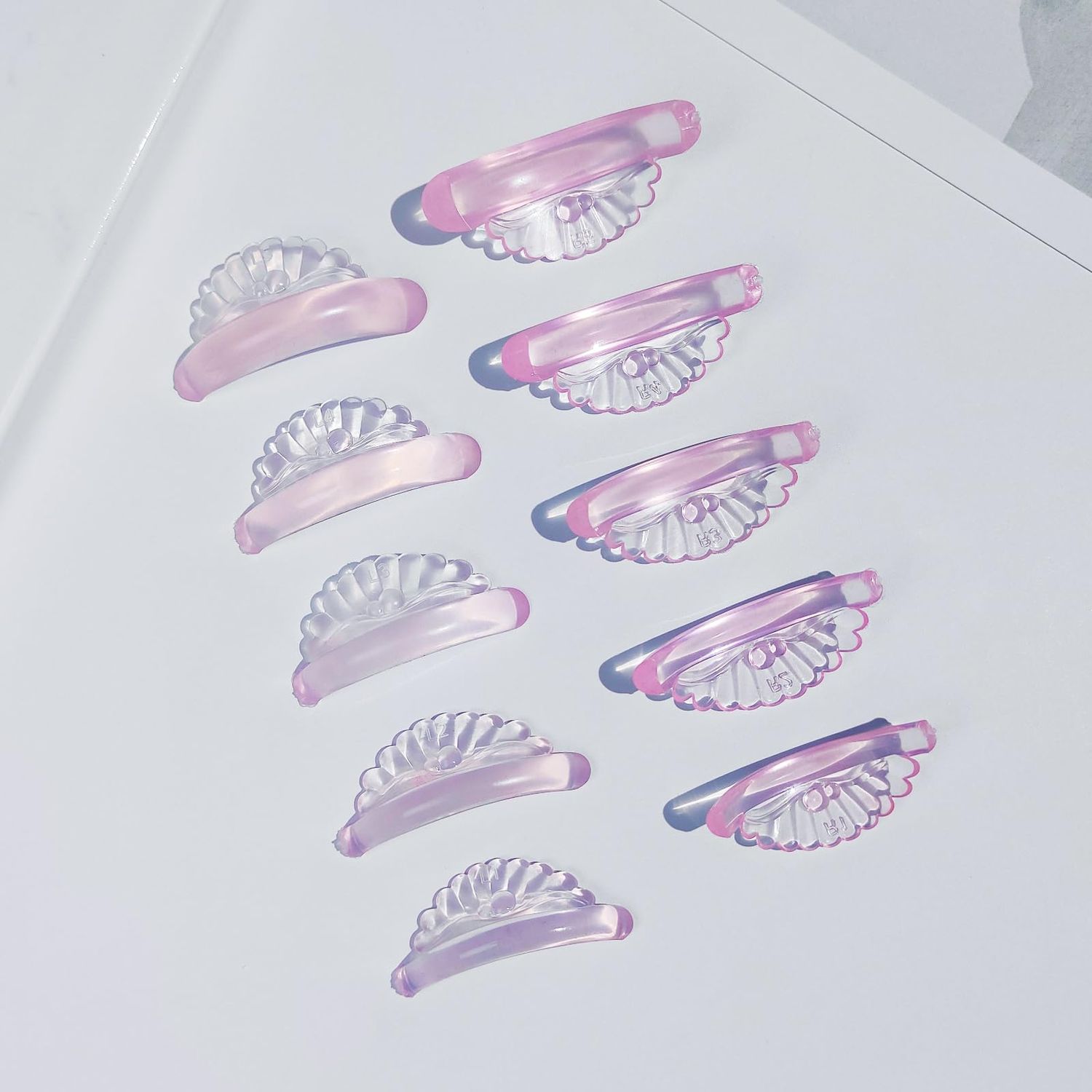 Troocolor Lash Lift Shields, 10Pcs Reusable Soft Eyelash Perm Curler for Lash Lift Kit with Shell Style Ancillary Eyelash Curl Lash Lift Pads (Pink)
