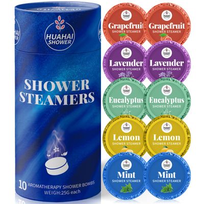 Shower Steamers Aromatherapy, 10-Pack Shower Bombs Mens Valentines Day Gifts for Him Her, Birthday Gifts for Wife, Women, Mom, Organic Lavender Mint Grapefruit Lemon Eucalyptus Oils