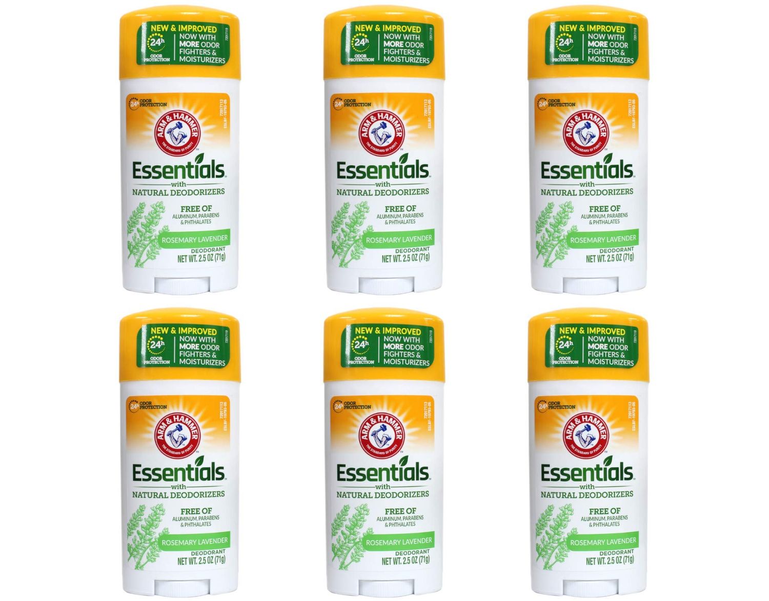 Arm &amp; Hammer Essentials Natural Deodorant, Fresh, 2.5 Oz (Pack of 6)