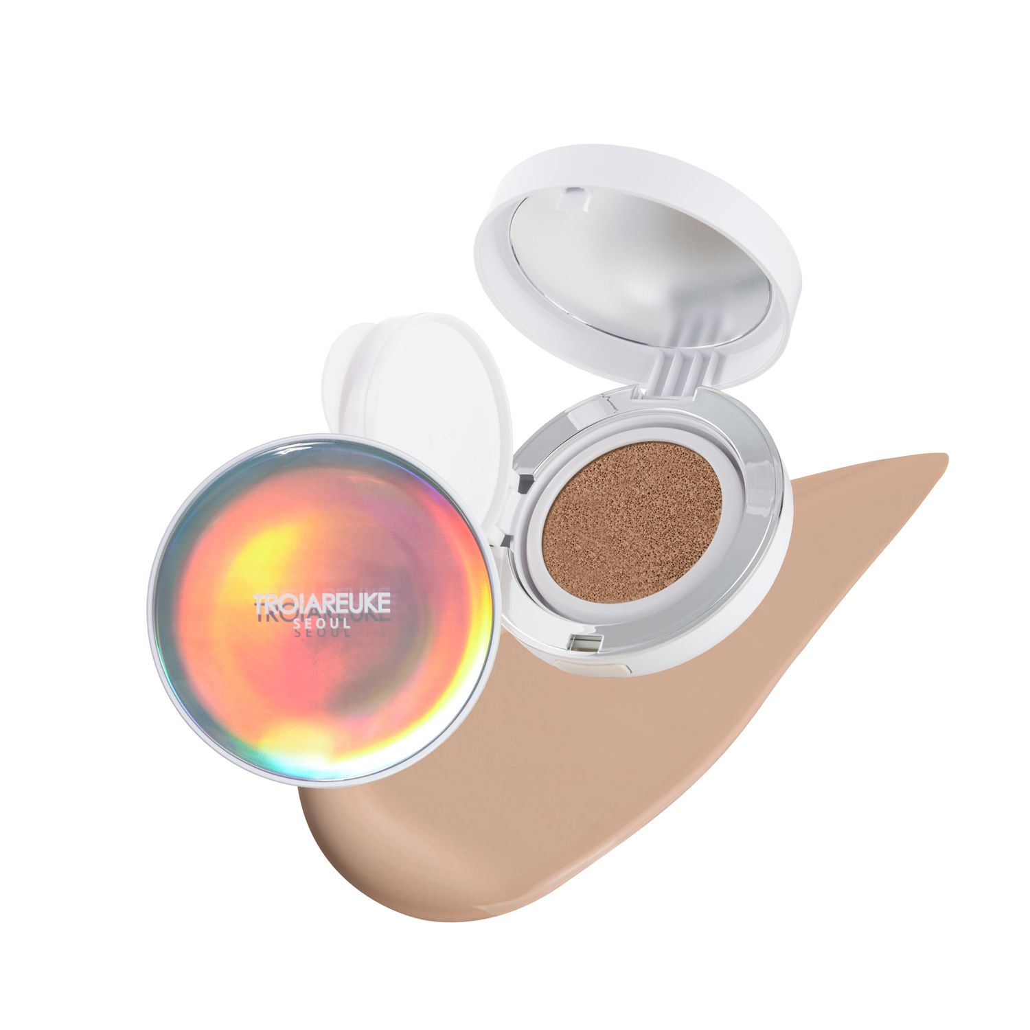 TROIAREUKE Seoul &quot;Bridal&quot; Cushion Foundation(#21, Pink Beige), Korean Cushion Foundation, K-Beauty, Hydrating, Long-lasting, Lightweight, Natural Finish, Anti-Aging, Moisture, Whitening, SPF 50