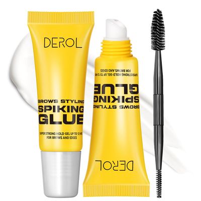 Erinde Brow Glue Eyebrow Gel, Lightweight Brow Gel, Brow Fix Gel for Long-Lasting Hold, 2 in1 Brow Gel &amp; Hair Edges Gel, Waterproof, Smudge-Resistant, Quick-Dry Brow Styling Wax, Clear, 2PCS