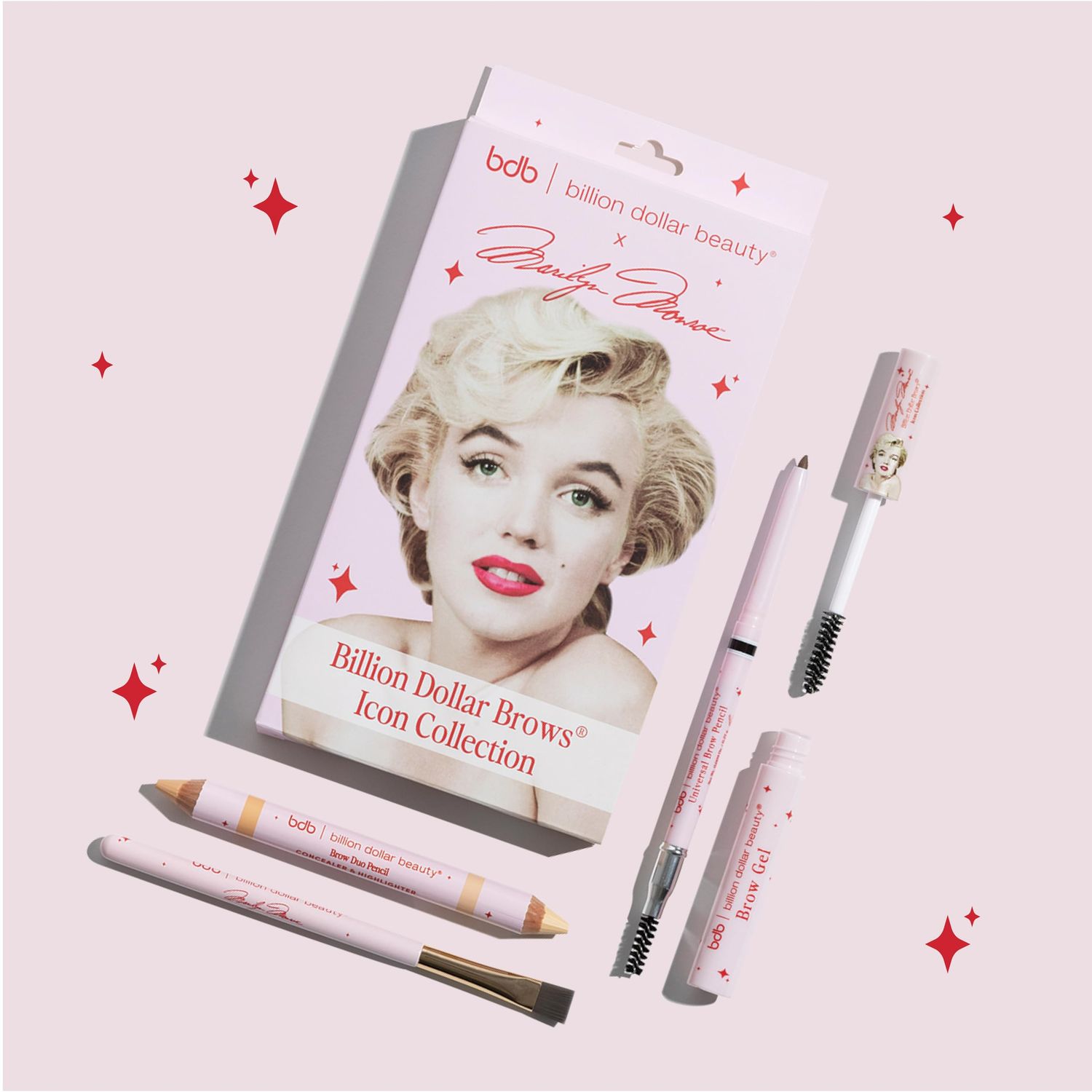 Marilyn Monroe x Billion Dollar Brows Icon Collection - Universal Brow Pencil, Smudge Brush, and Gel