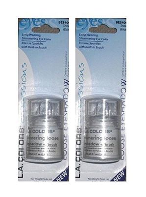 L.A. Colors Shimmering Loose Snow White Eye Shadow, .1 Oz. Bottles - 2 Pack by L.A. Colors