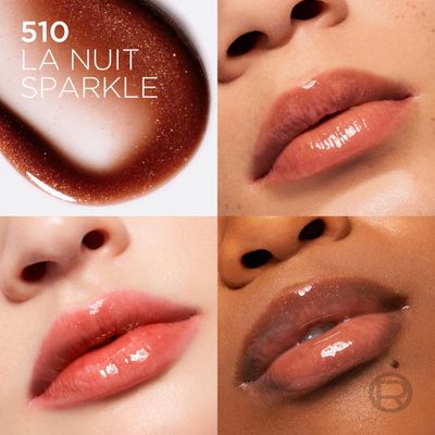 L'Oreal Paris Paradise Plump Ambition Hyaluron Lip Oil, 24 HR Lip Care with Hyaluronic Acid, Volumizing Lip Makeup with Glass-Like Shine, La Nuit Sparkle, 0.16 Fl Oz