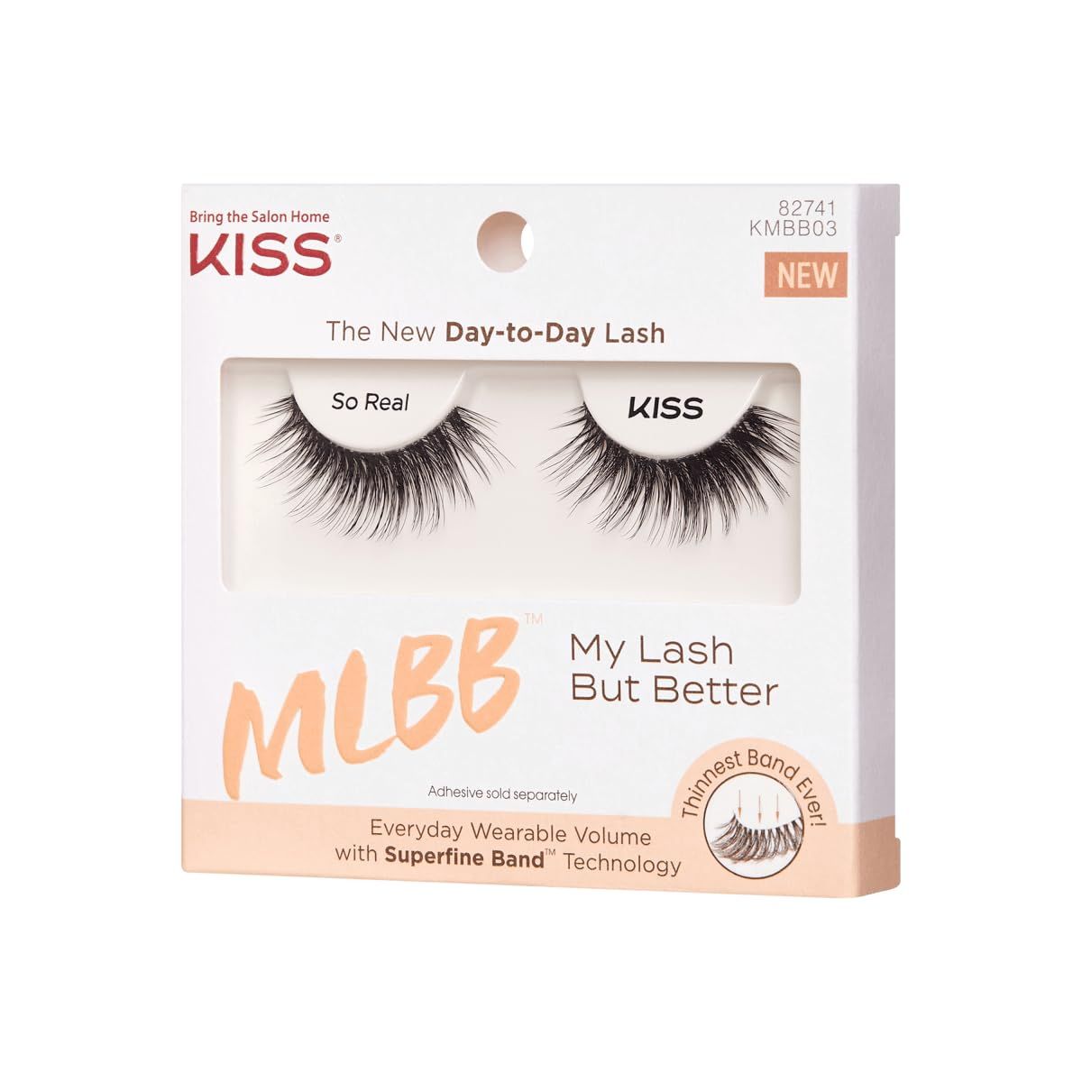 KISS My Lash But Better, False Eyelashes, &#39;So Real&#39;, 12 mm, Includes 1 Pair Of Lash, Contact Lens Friendly, Easy to Apply, Reusable Strip Lashes, Glue-On