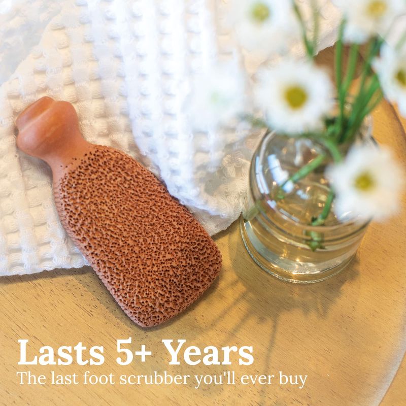 Pumice Stone for Feet Lasts 5 Years Foot Exfoliator Scrubber Callus Remover Made of Natural Terra-Cotta