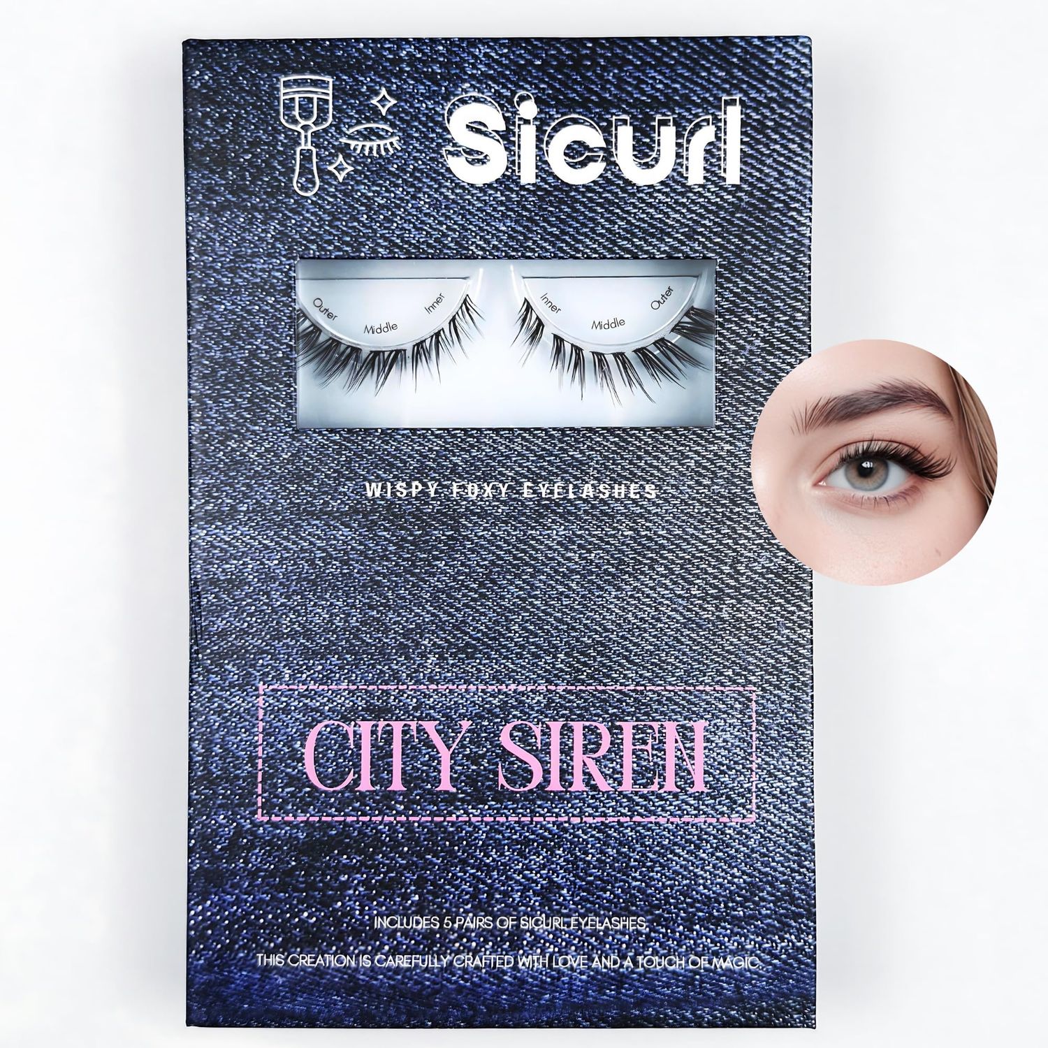 Sicurl The City Siren Lashes, Foxy Wispy Eyelashes, False Eyelashes Everyday Use, Individual Lashes, Easy to Apply, No Lash Glue Included, 5 Sets of Eyelashes