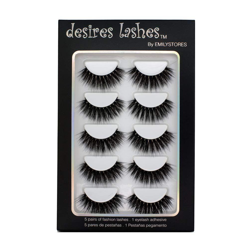 DESIRES LASHES By EMILYSTORES Natural Eyelashes 3D Faux-Mink Lashes Multipack 5Pairs, Texture