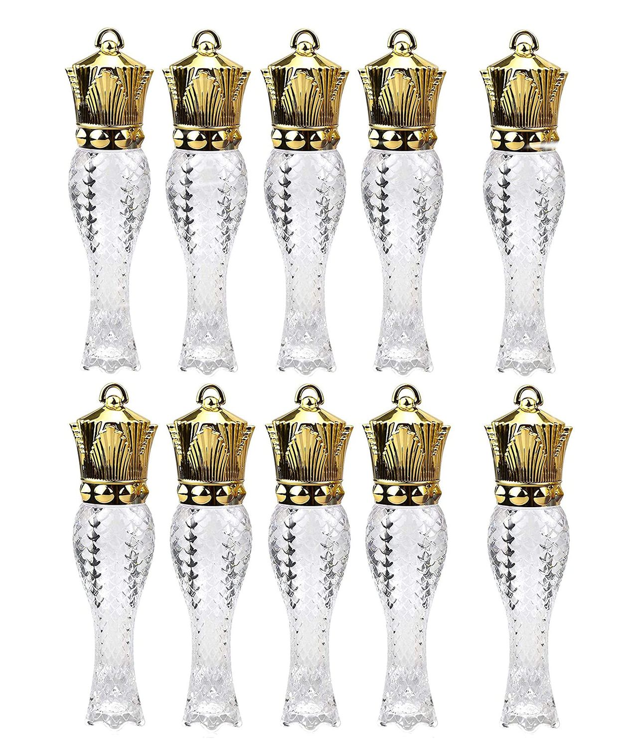 Healthcom 10 Pcs 5ml Mermaid Crown Clear Lip Gloss Tubes Vials Empty Refillable Lip Glaze Tubes DIY Cosmetic Container Lipstick Tube Bottle with Crown Wand Makeup Travel Lipgloss Bottle for Women Girl