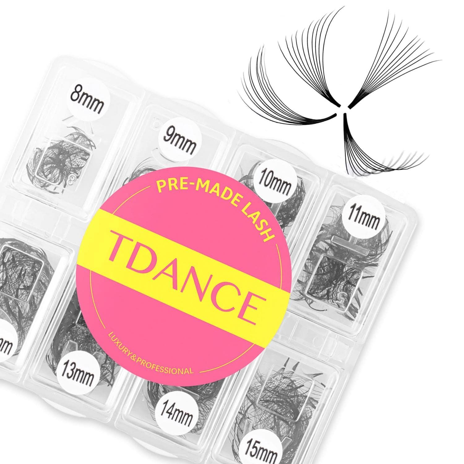 TDANCE 600 Fans Premade Fans Eyelash Extensions 8-15mm Mixed Length Pre Made Fans Lash Extensions 5D 8D 10D 12D 14D 16D 24D Handmade Promades Eyelash Fans CD Curl Loose Fans(600-10D-0.07-D-8-15mm)