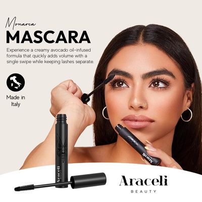 Araceli Beauty Black Mascara Enriched with Avocado Oil - Non-Clumping, Lash Lengthening Formula, Inspired by Monarch Butterflies of Michoacn, Suitable Makeup Mascara for Sensitive Eyes