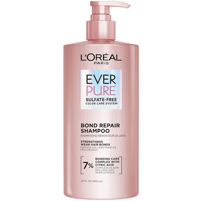 L&#39;Oreal Paris Bond Repair Sulfate Free Shampoo for Damaged Hair, Strengthening Hair Care with Citric Acid, Repairs Weak Hair Bonds, EverPure, 23 Fl Oz