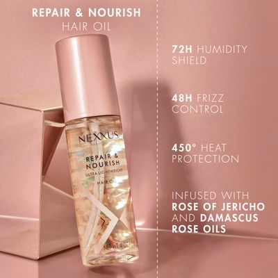 Nexxus Ultra Lightweight Hair Oil Repair &amp; Nourish for Intense Nourishment with StyleProtect Technology &amp; Rose of Jericho Oil 3.3 oz