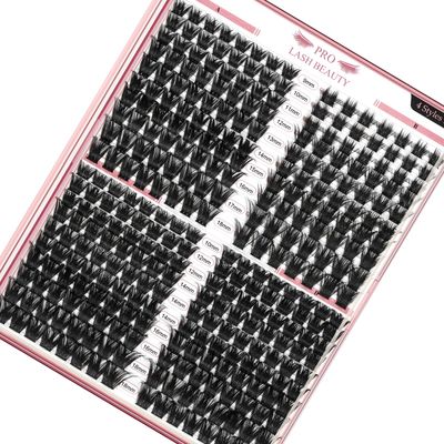 PRO 320 Pcs Cluster Lashes Lash 4 Styles Clusters DIY Eyelash Extension Individual Lashes Thin Band Easy to Apply at home Lashes(4 Styles,10-18mix)
