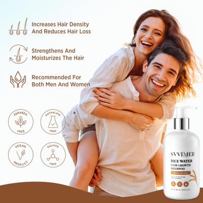Svvimer Rice Water Hair Growth Shampoo - Thickening Shampoo with Biotin for Hair Loss and Thinning Hair - Sulfate Free for Women and Men 10 Fl Oz (Pack of 1)