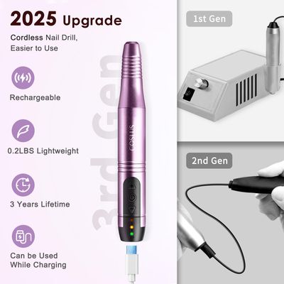 COSLUS Cordless Nail Drill Electric File Professional for Acrylic Gel Dip Powder Nails Portable Nail Drill Machine Kit for Manicure Pedicure Nail Set with Everything Rechargeable Lightweight