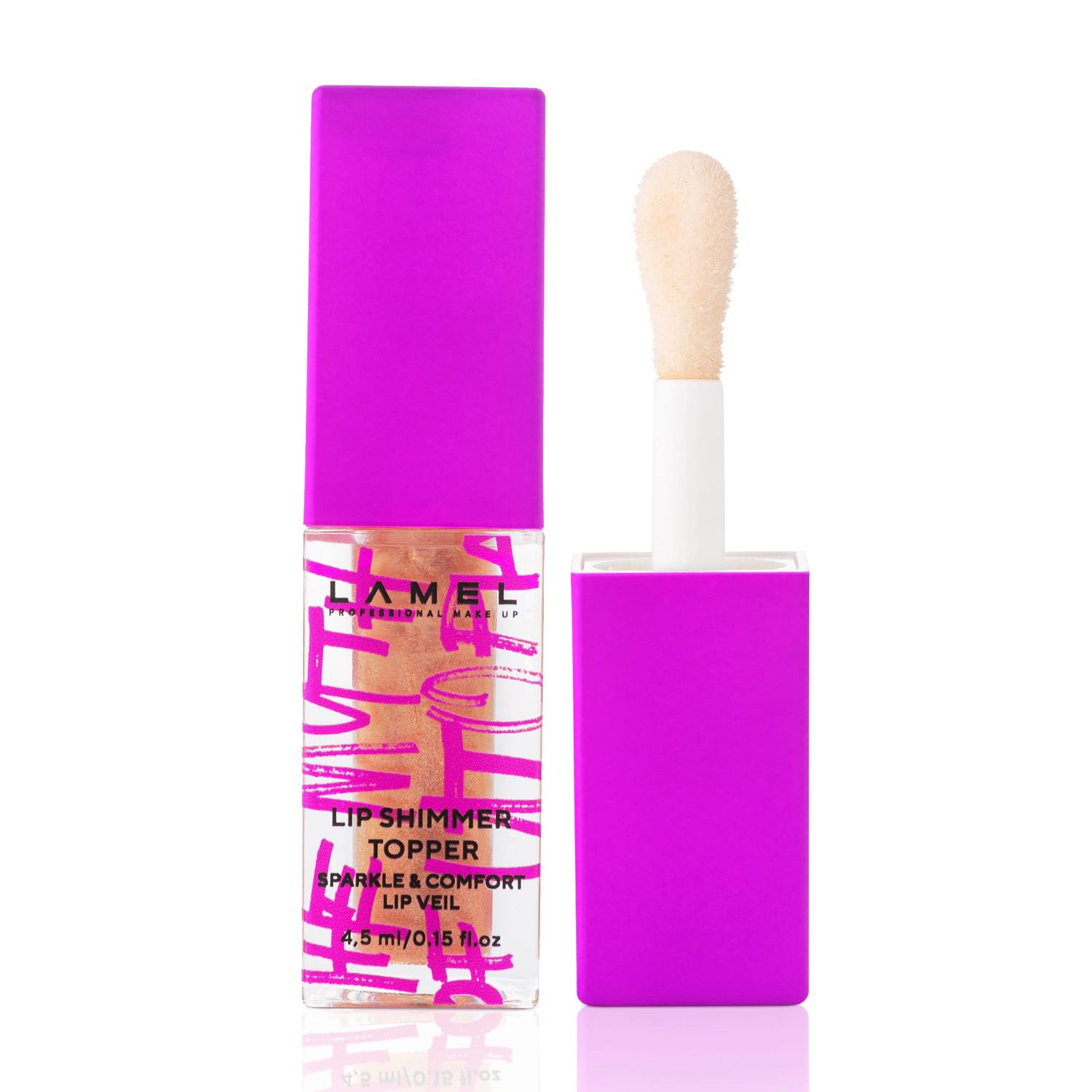 Lamel The Myth of Utopia Lip Gloss - Gold &amp; Silver Flakes for Volume &amp; Glow, Hydrating, Non-Sticky, Shimmery, Weightless Texture, Organic &amp; Cruelty-Free - 4.5ml0.15 fl.oz