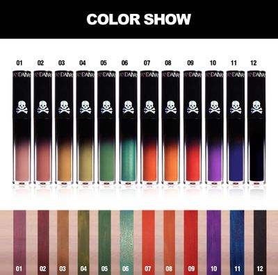 VSTYLE Lip Gloss Gothic Style Lipstick Matte Color Lip Glaze Non-Stick Cup Lip Tint Long Lasting High Pigment Lip Stain Non-Smudge Non Fade Lip Glaze for Daily Halloween Festival Lip Makeup (12#)