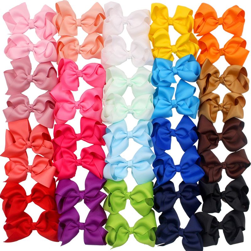 CLLOT 40 PCS 4.5 Inch Hair Bows for Girls Grosgrain Ribbon Boutique Hair Bow Alligator Clips Hair Accessories for Baby Girls Toddlers Kids in Pairs
